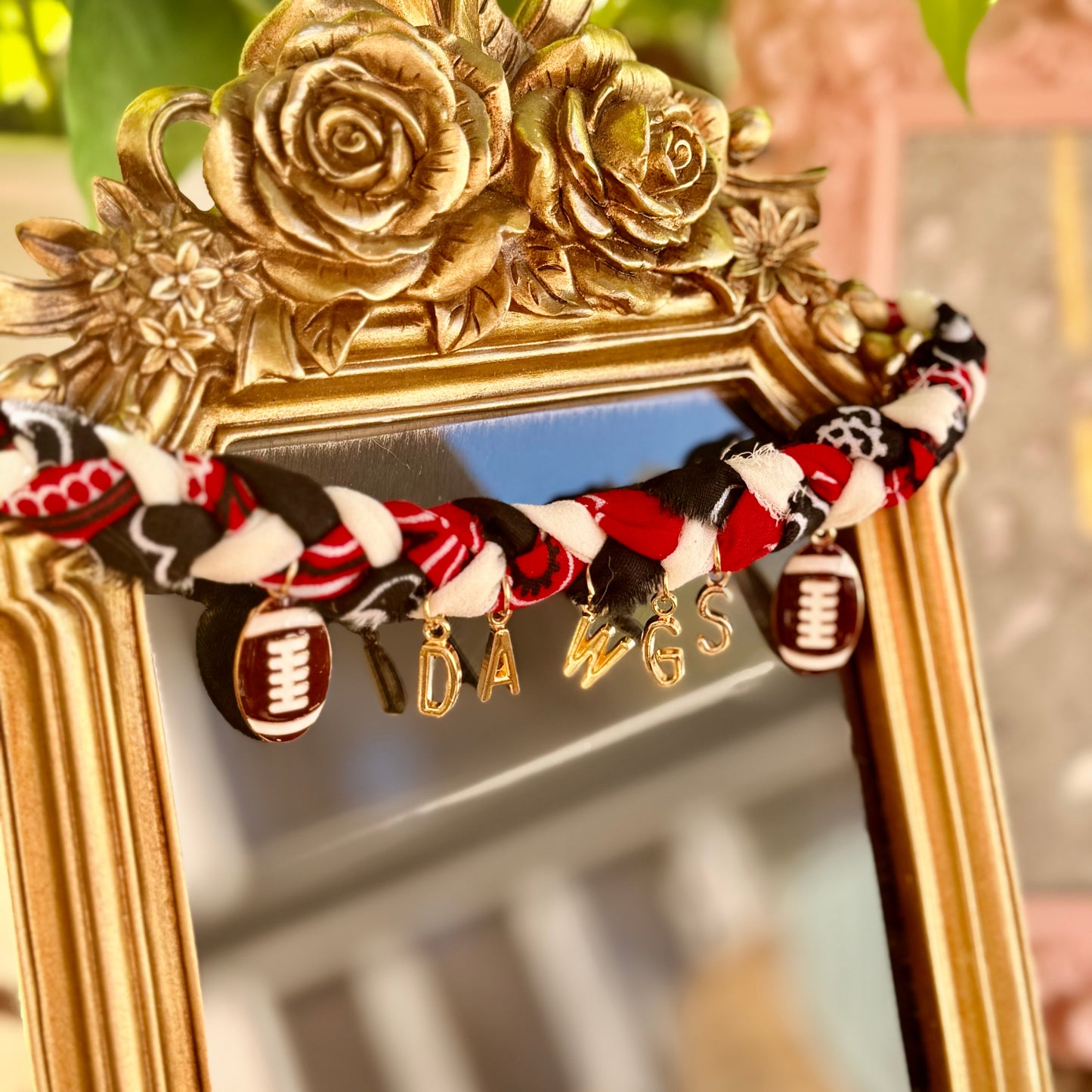 Braided Football Charm DAWGS Bandana Necklace