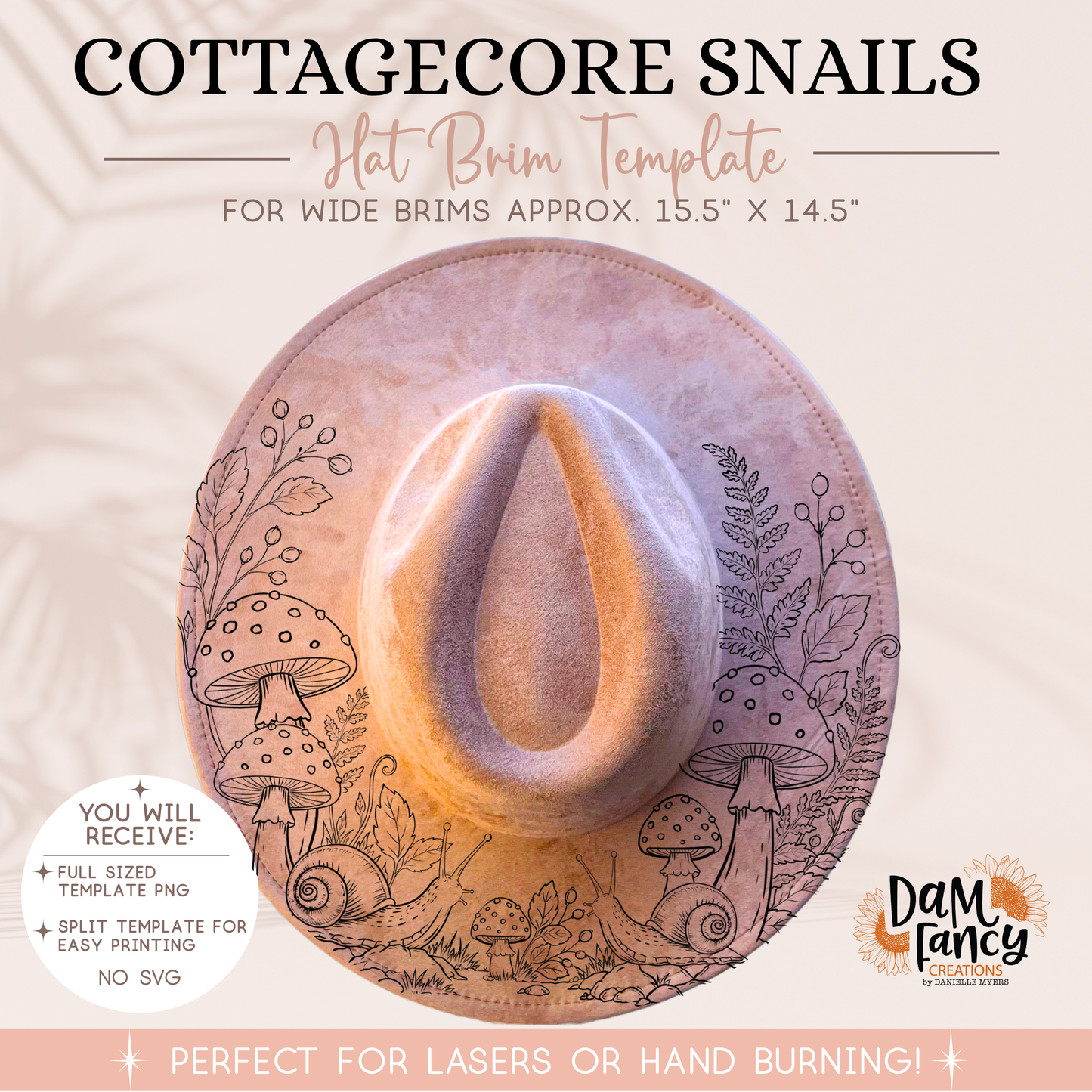 Cottagecore Snails Wide Brim Hat template
