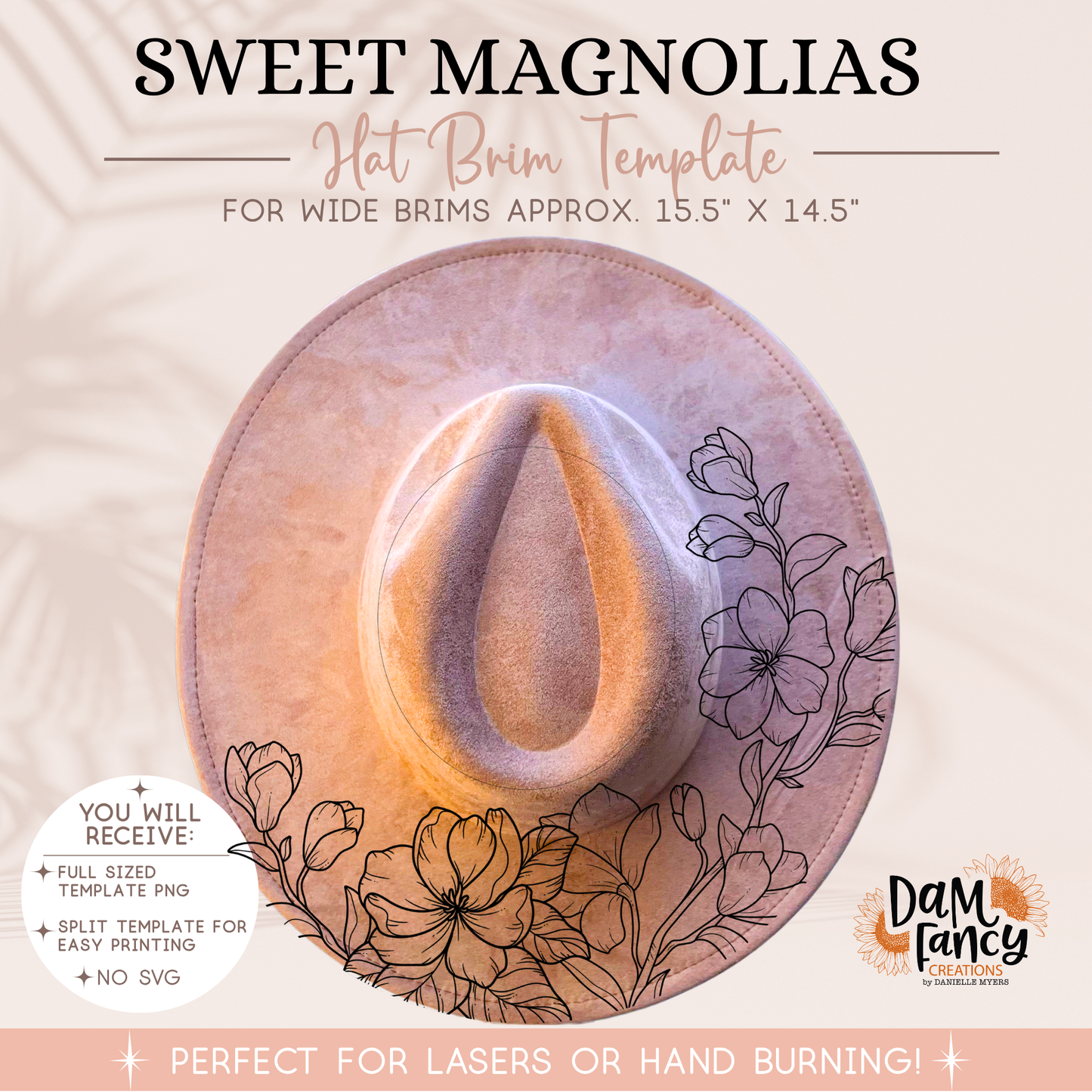 Sweet Magnolias Digital Hat Template
