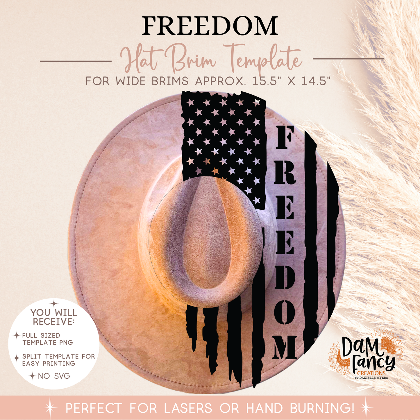 FREEDOM Flag Digital Hat Template