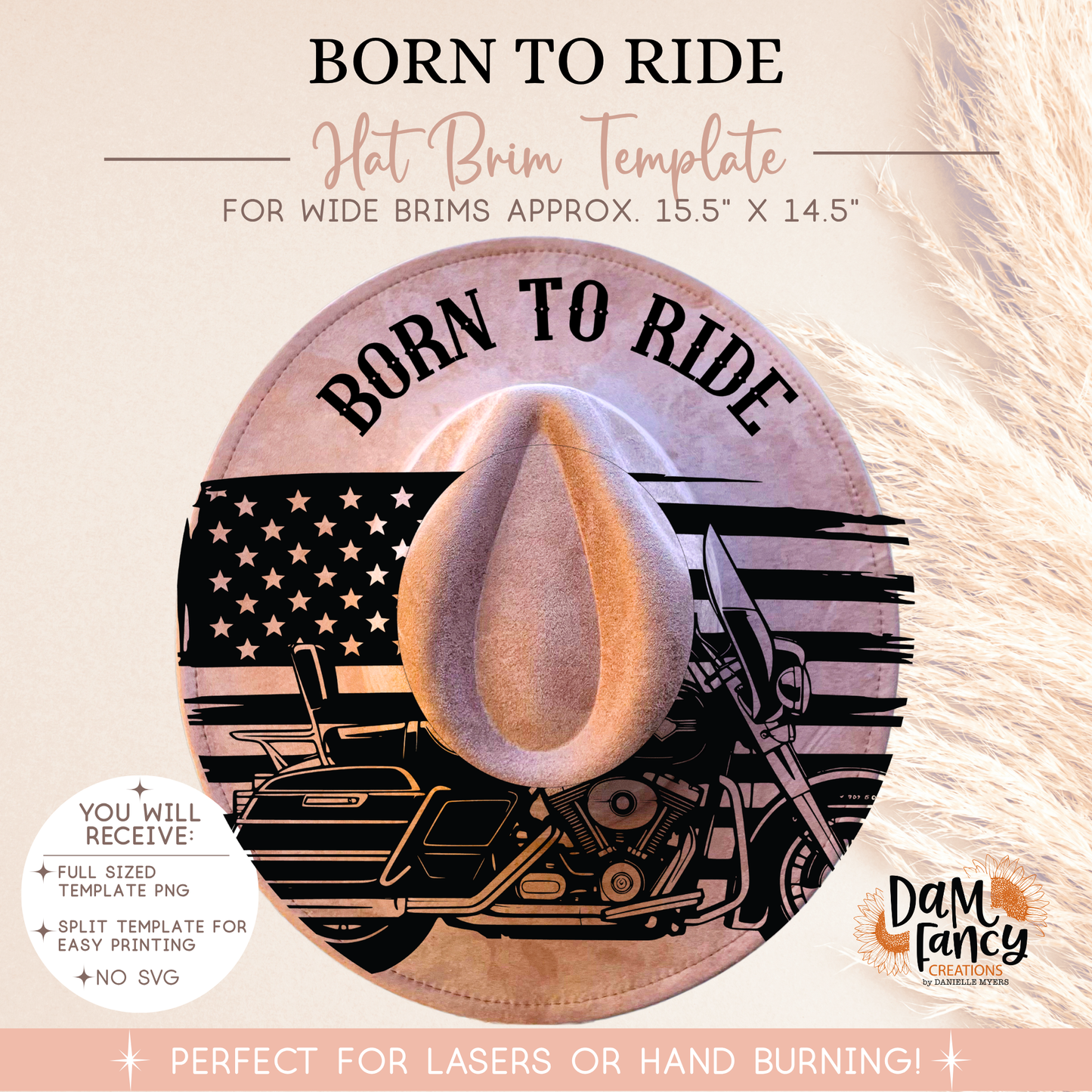Born To Ride Digital Hat Template