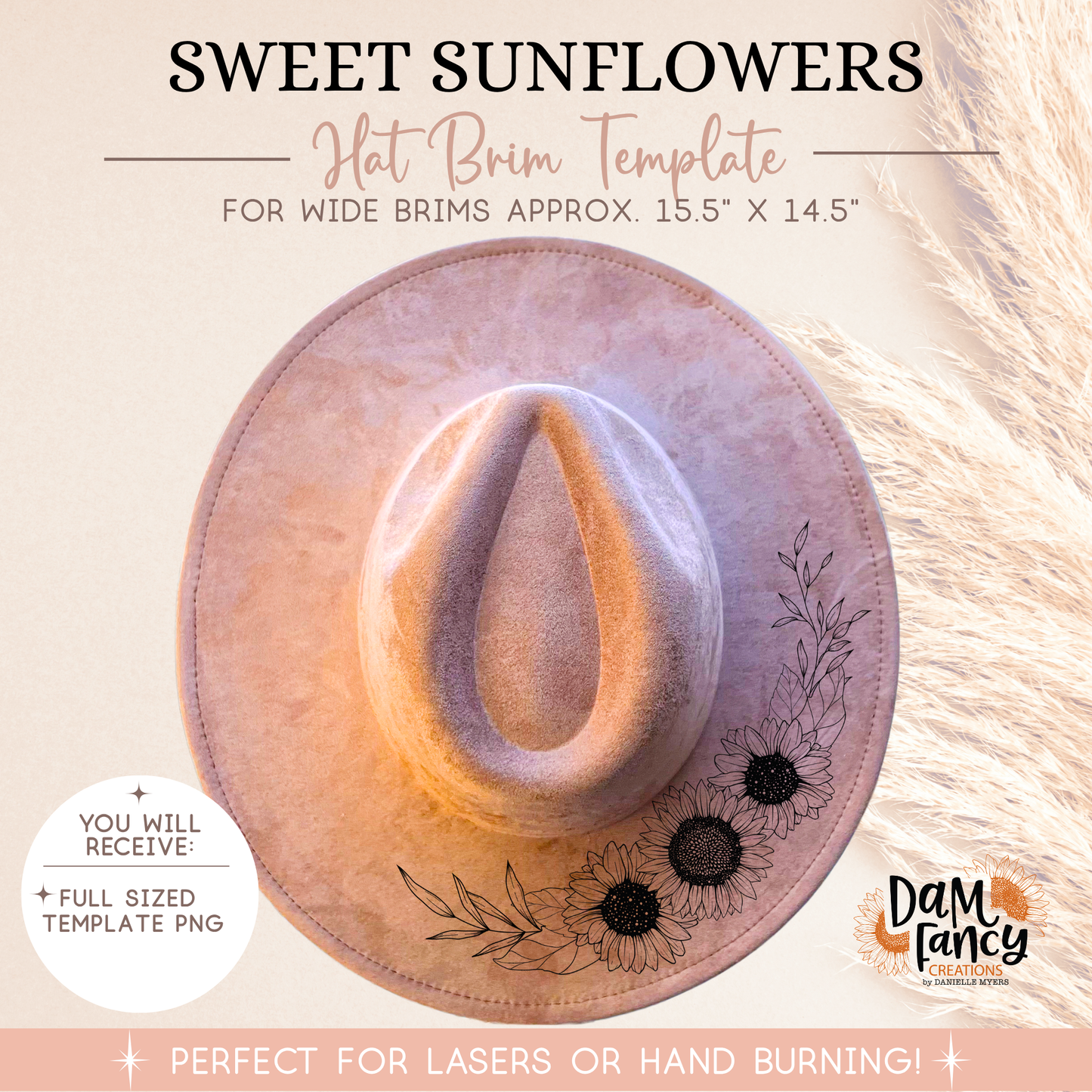 Sweet Sunflowers Digital hat template