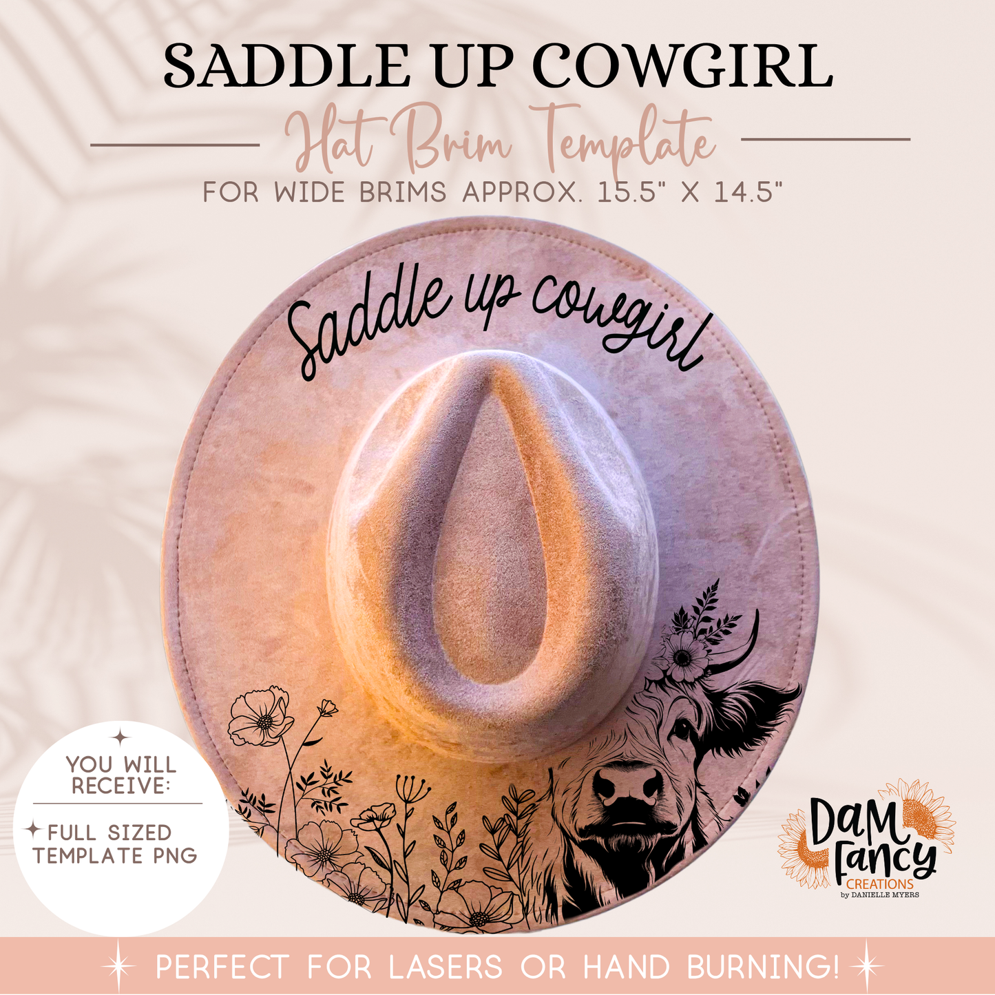 Saddle Up Cowgirl hat template