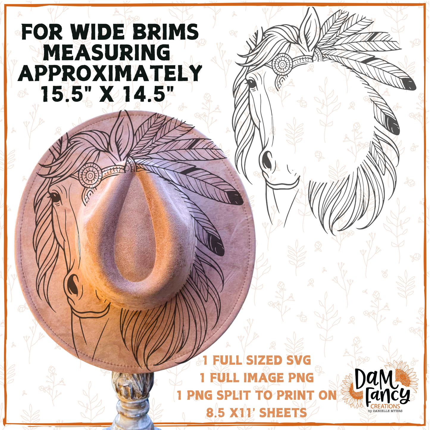 Painted Pony 2 Wide Brim Hat template