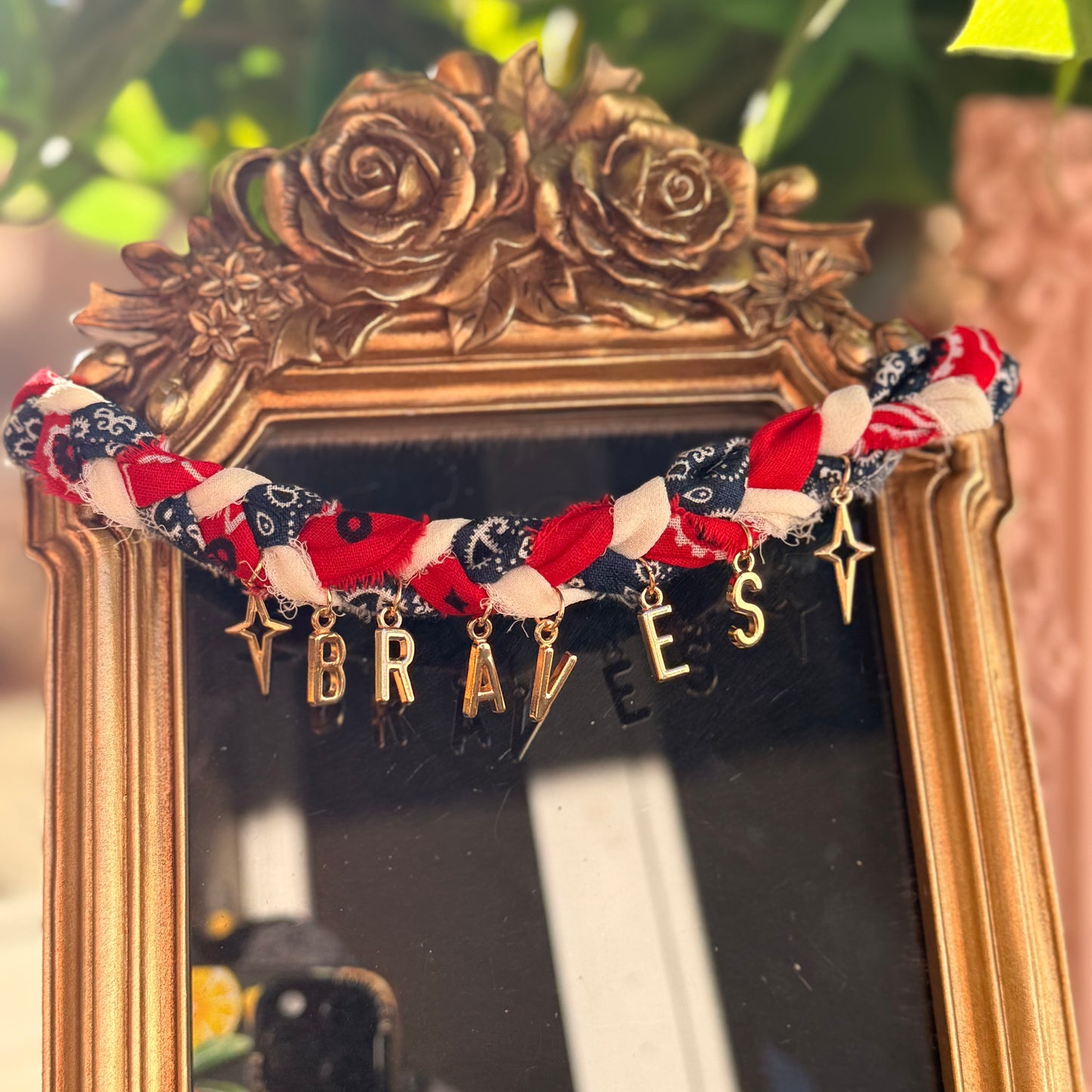 Braided Braves Bandana Necklace with pointy stars