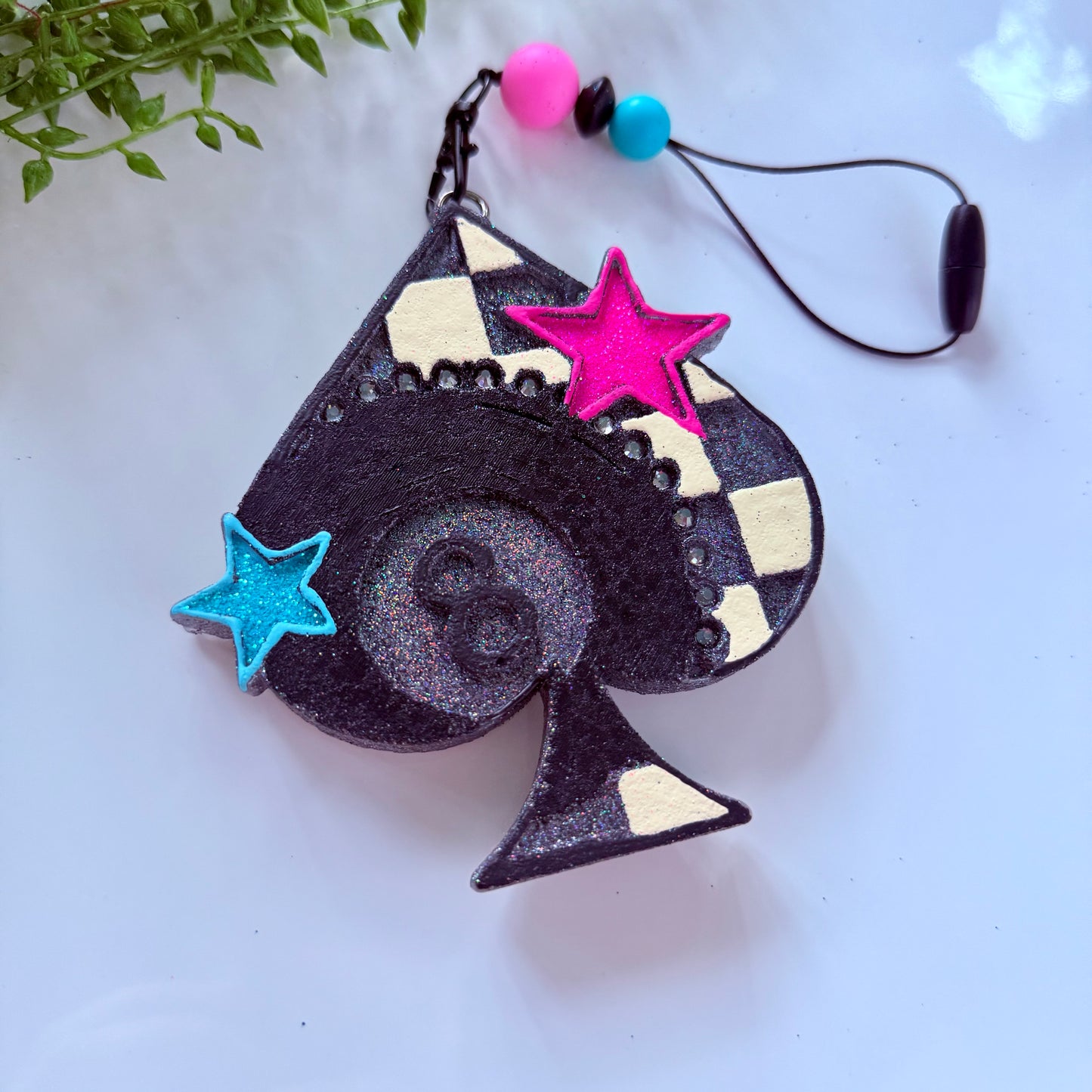 Checkered Spade 8 Ball Car Freshie