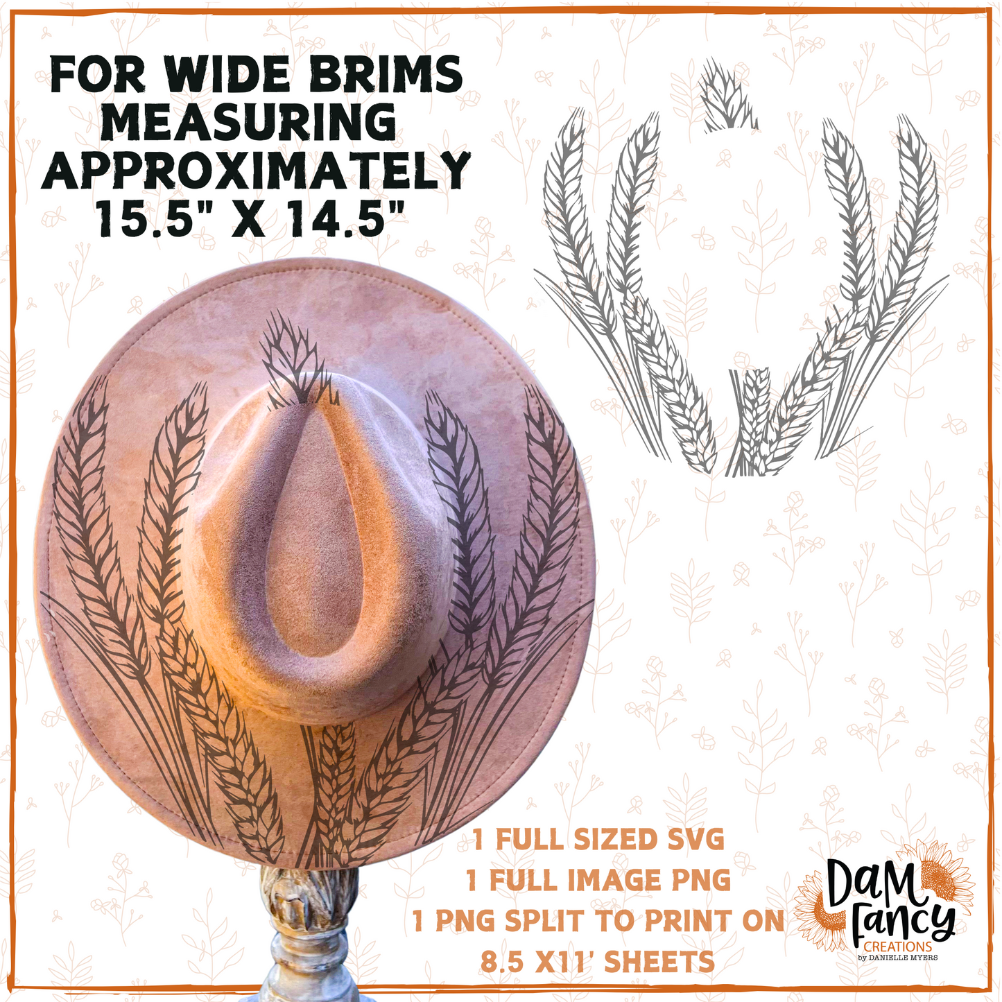 Plain Wheat Wide Brim Hat template