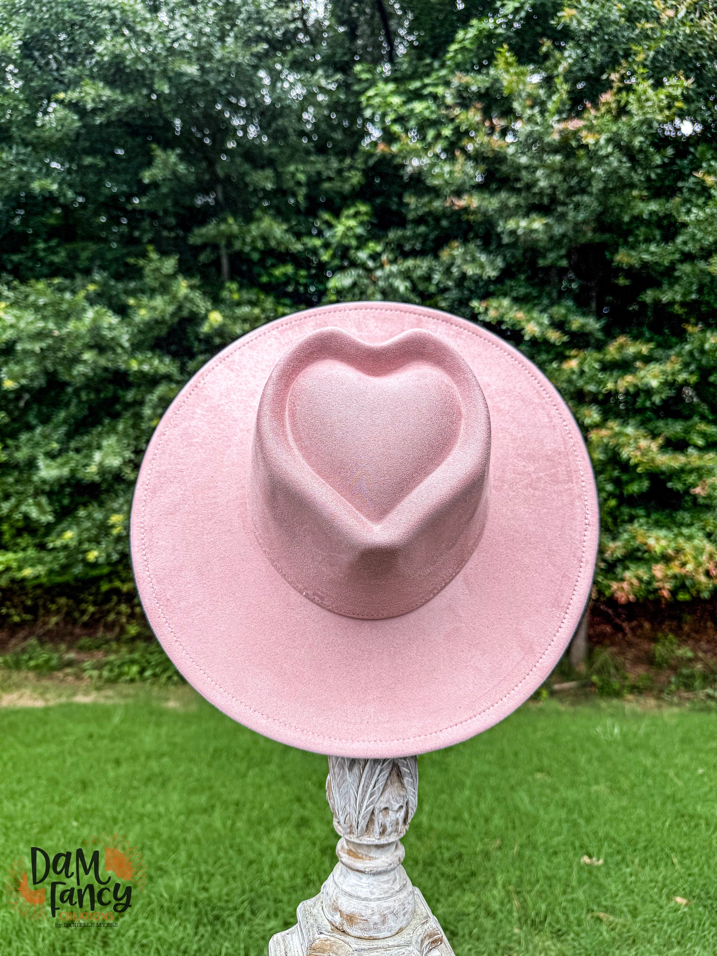 Dusty Pink Heart Wide Brim