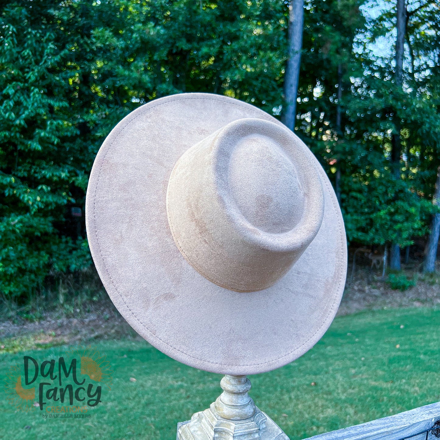 Tan Pork Pie Style Wide Brim