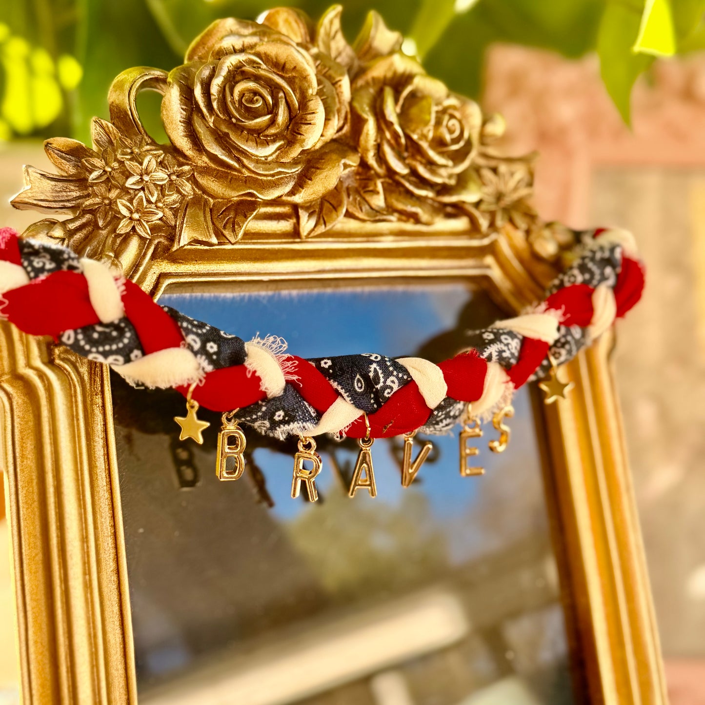 Braided Braves Bandana Necklace with stars