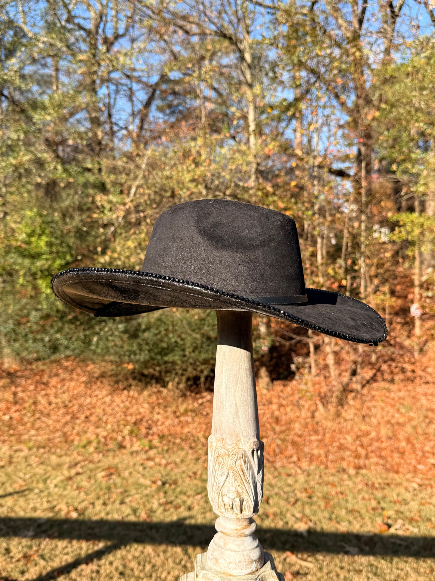 Rhinestone with silver floral foil tear drop cowgirl hat