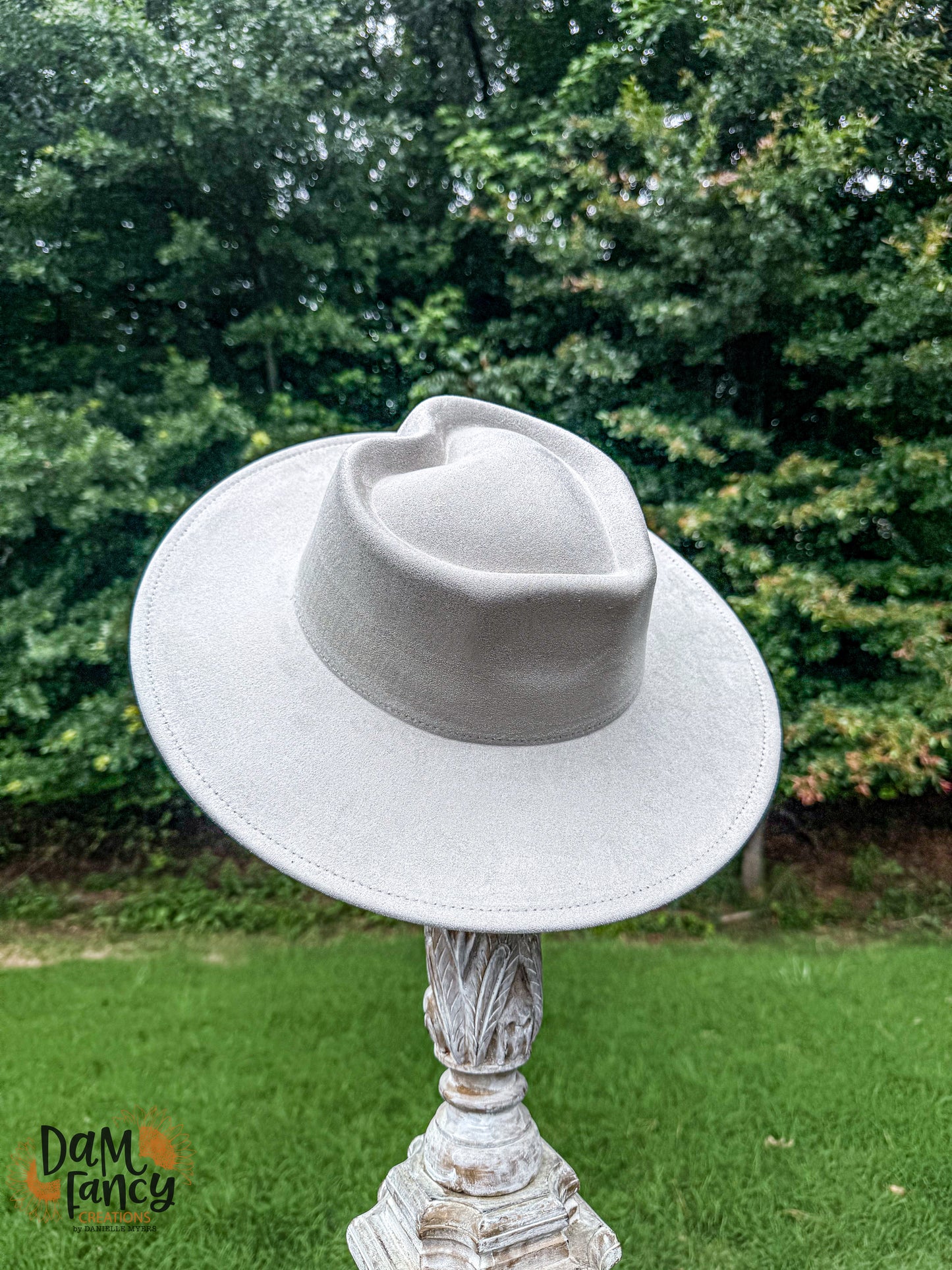 Light Gray Heart Wide Brim