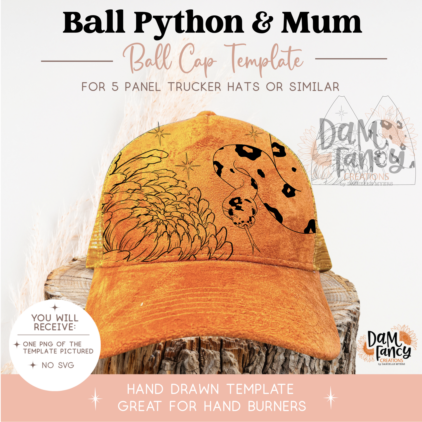 Ball Python & Mum Trucker Hat Template