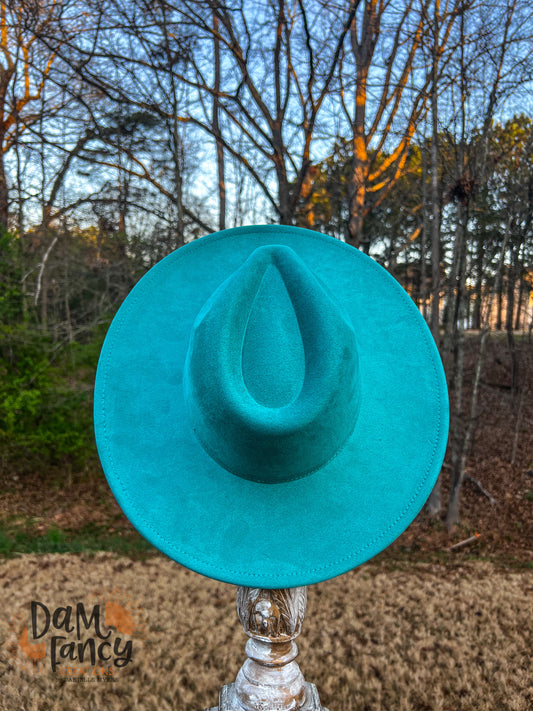 Light Teal Wide Brim Polyester Hat