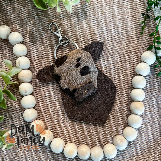 Dark Chocolate Cowhide Keychain