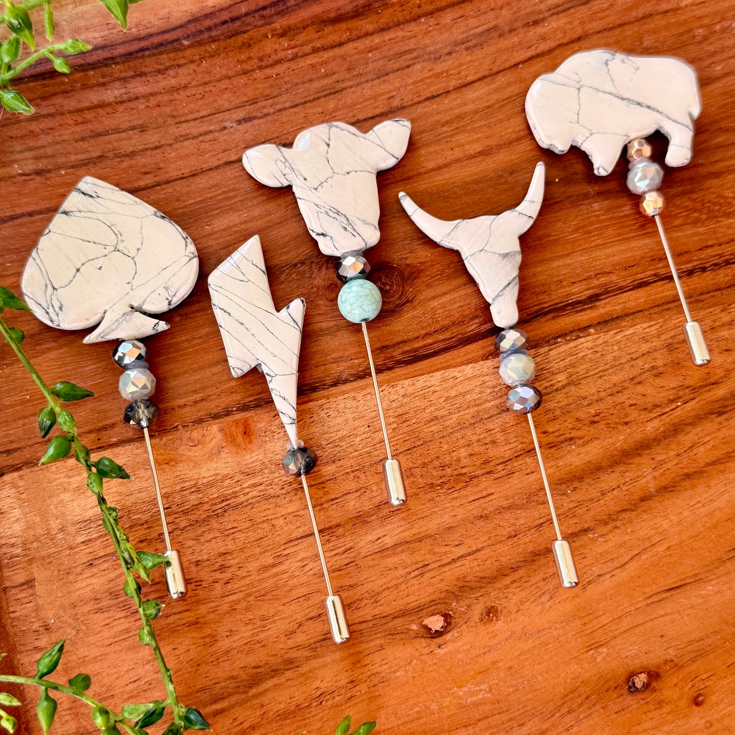 Wholesale  Howlite Style Hat Pins - 10pk