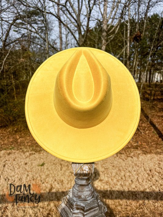 Medium Yellow Wide Brim Polyester Hat
