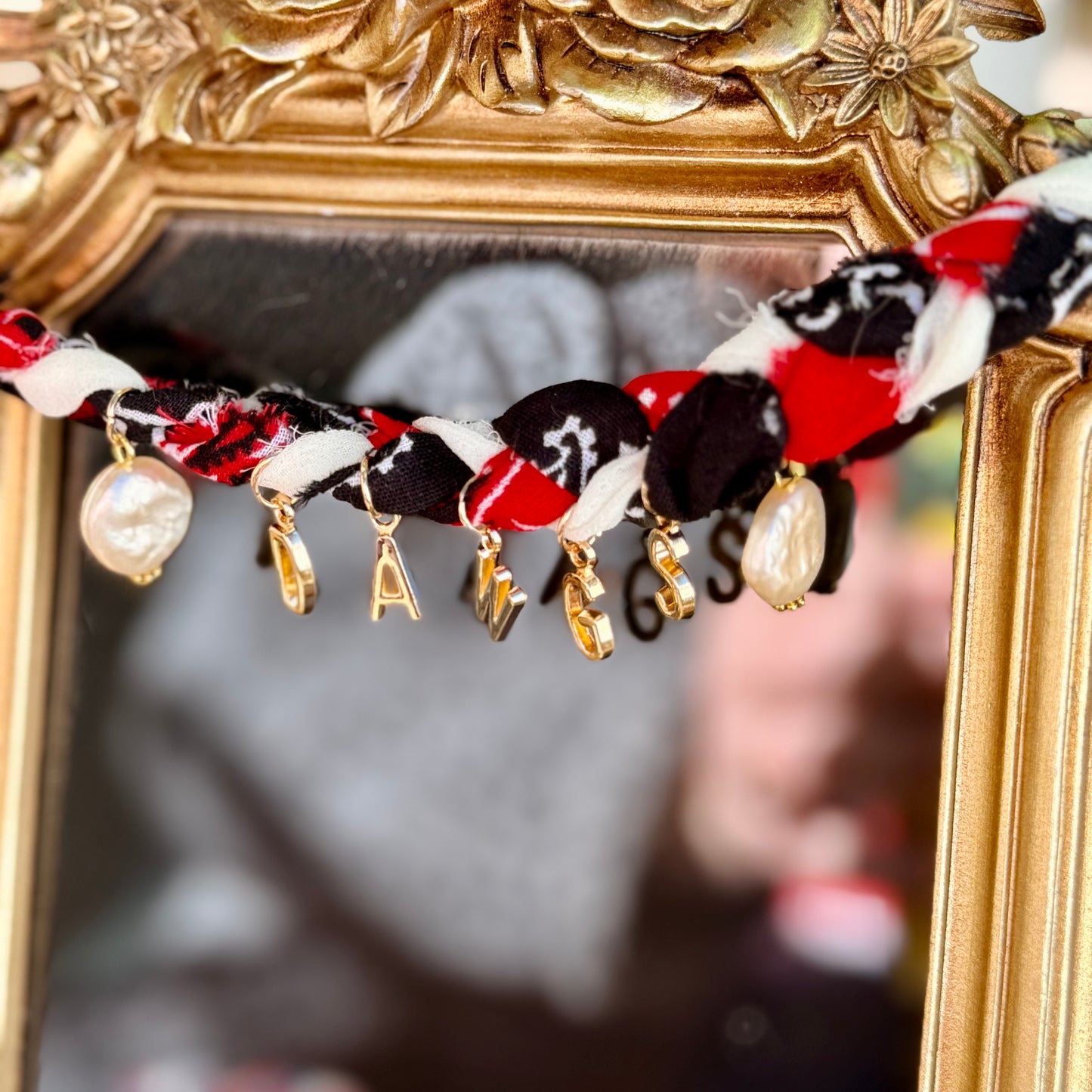 Braided Pearl DAWGS Bandana Necklace