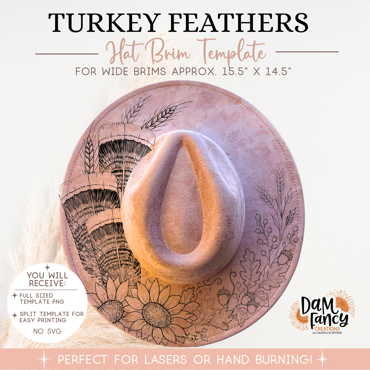 Turkey Feathers Wide Brim Hat template