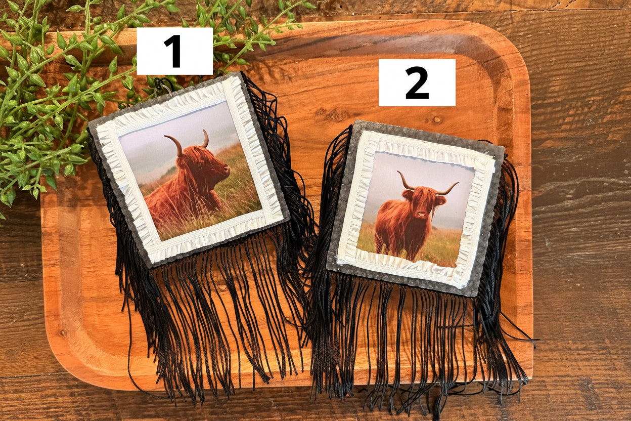 Gray Highland Cow- Car Freshie