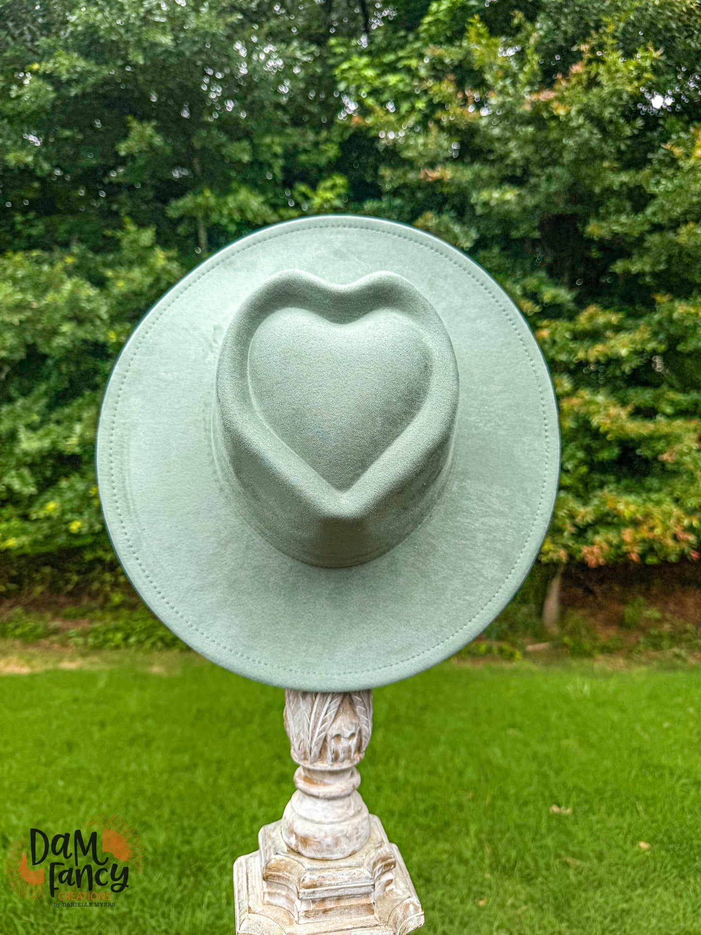 Sage Green Heart Wide Brim