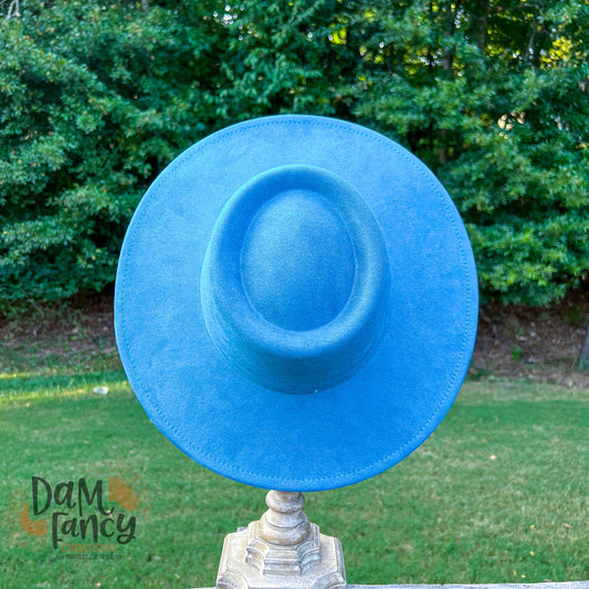 Light Teal Pork Pie Style Wide Brim