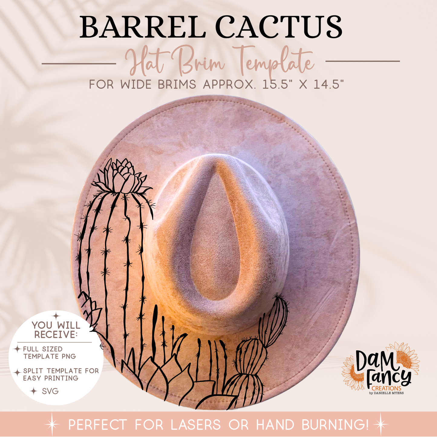 Barrel Cactus Wide Brim Hat template