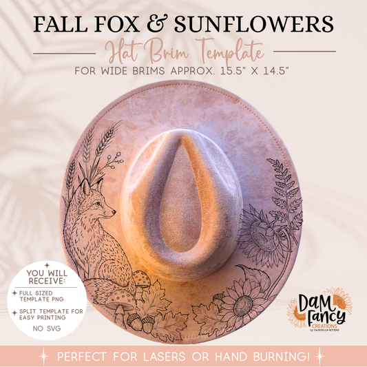 Fall Fox & Sunflowers Wide Brim Hat template