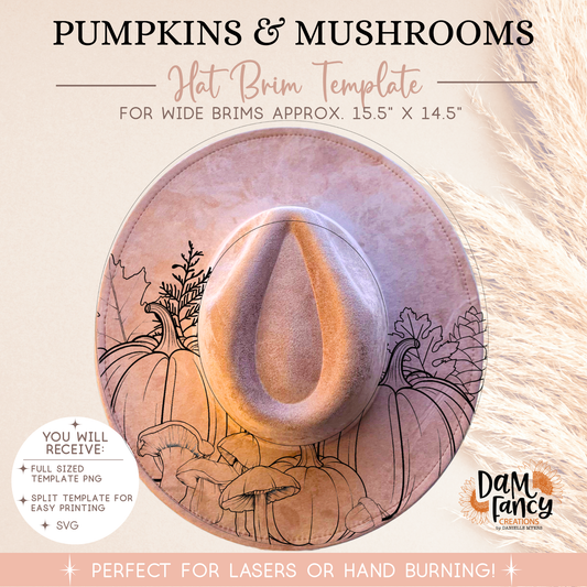 Pumpkins and Mushrooms Wide Brim Hat template