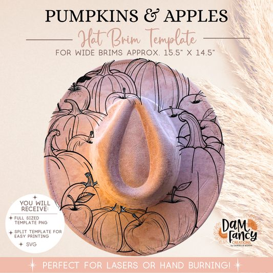 Pumpkins and Apples Wide Brim Hat template
