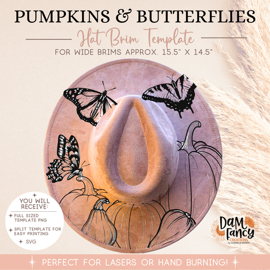 Pumpkins and Butterflies Wide Brim Hat template