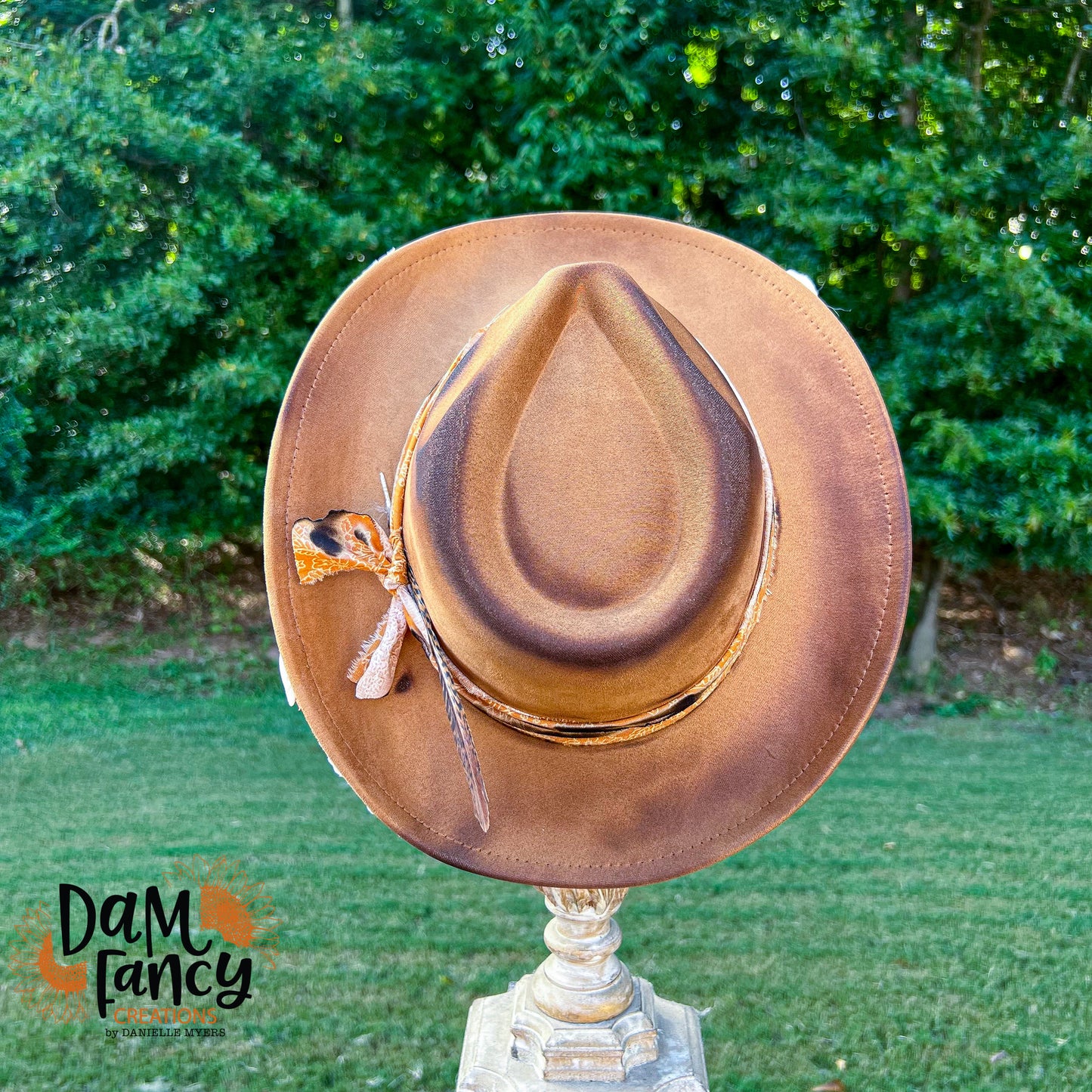 Neutral 3D Flower Cowboy Hat- Mustard Band