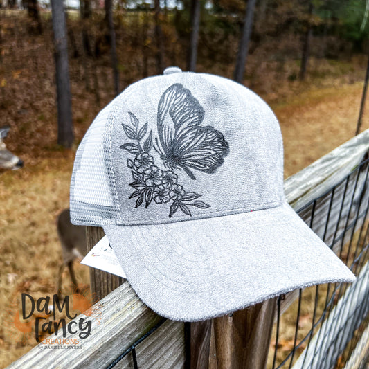 Gray Butterfly Ball Cap