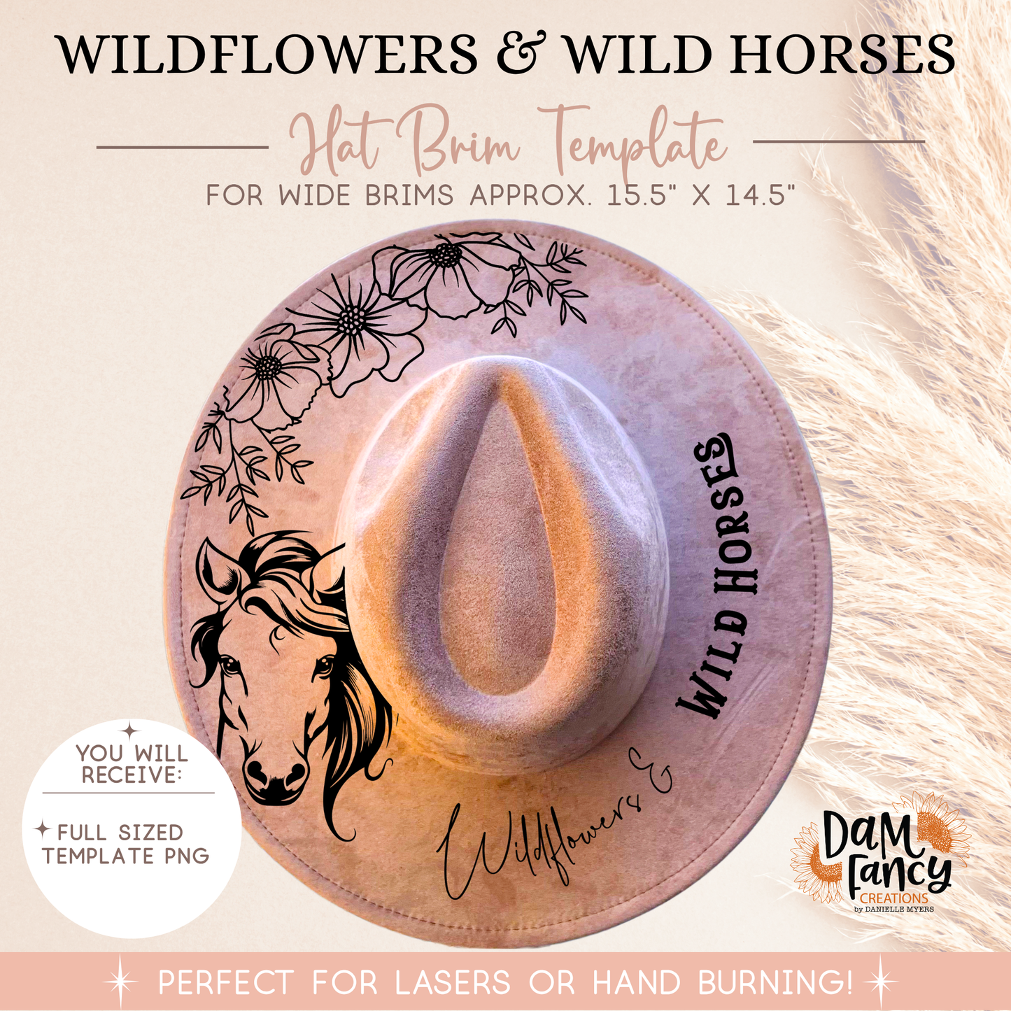 Wildflowers & Wild Horses Hat Template