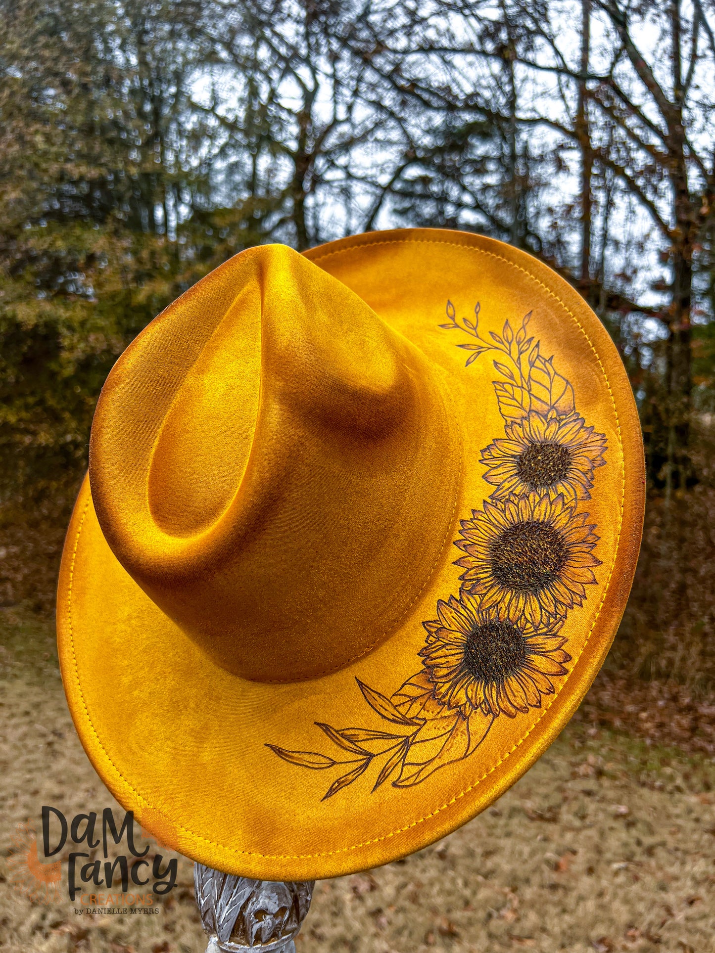 Mustard Yellow Sunflower Wide Brim Hat