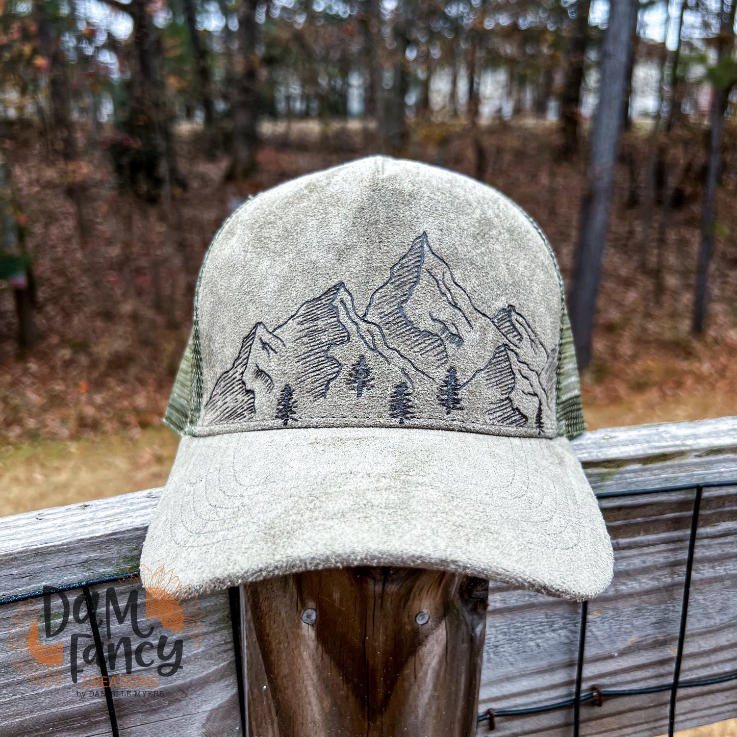 Olive- Mountains Ball Cap