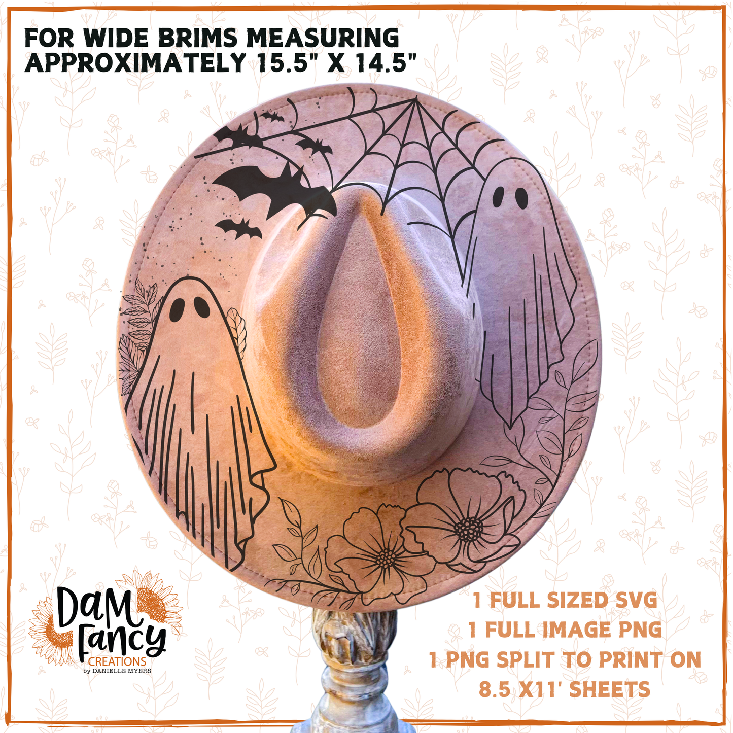 Ghosts and Bats Wide Brim Hat template