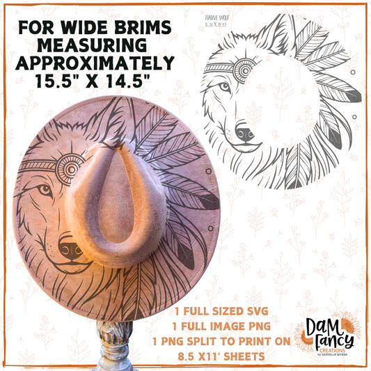 Native Wolf Wide Brim Hat template