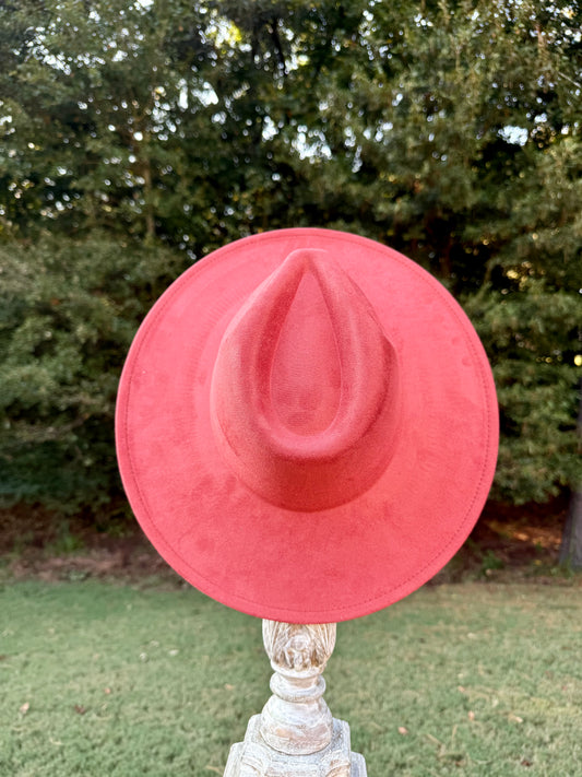 Rust Wide Brim Polyester Hat