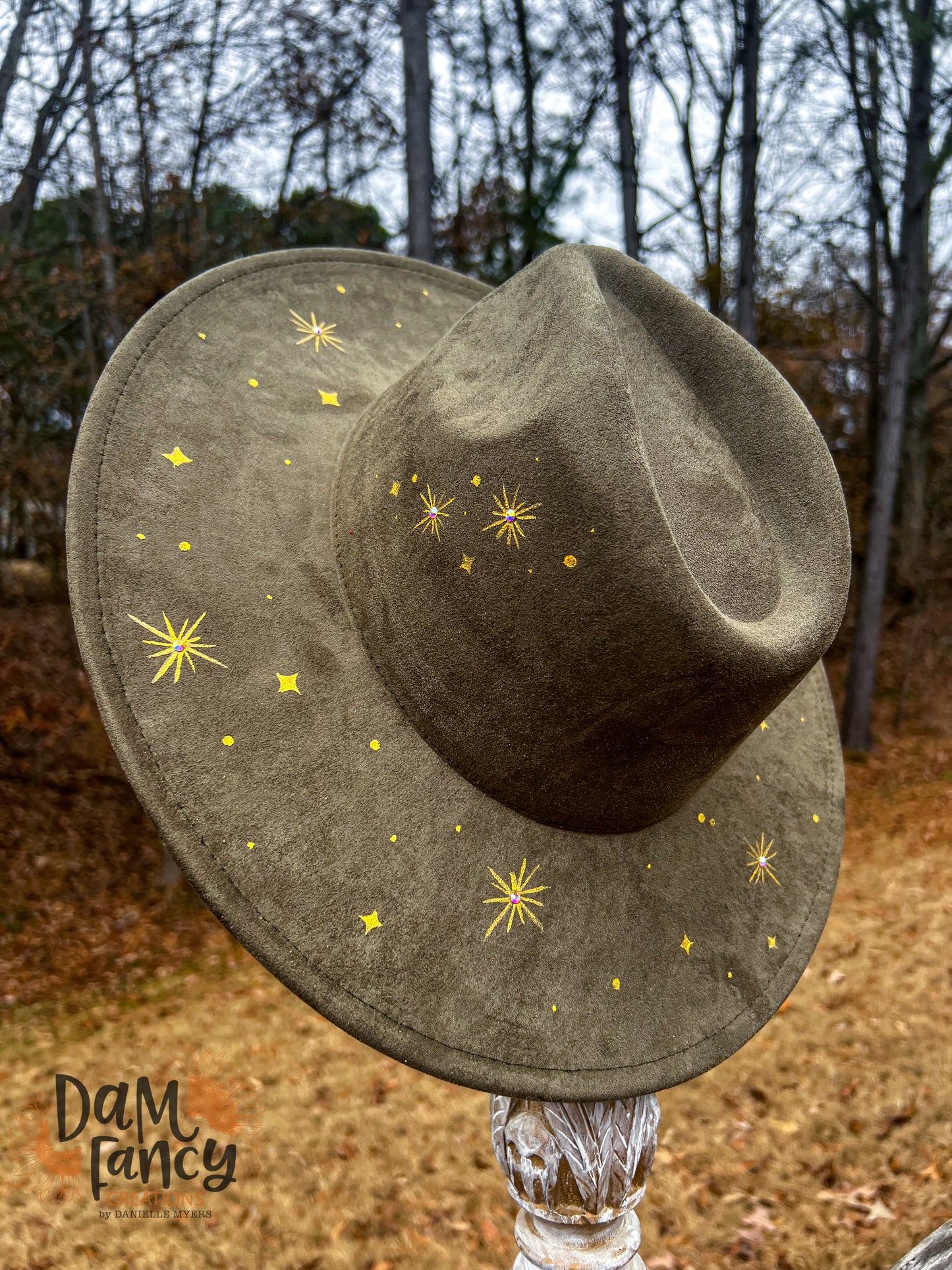 Black- Starry Night Wide Brim Hat