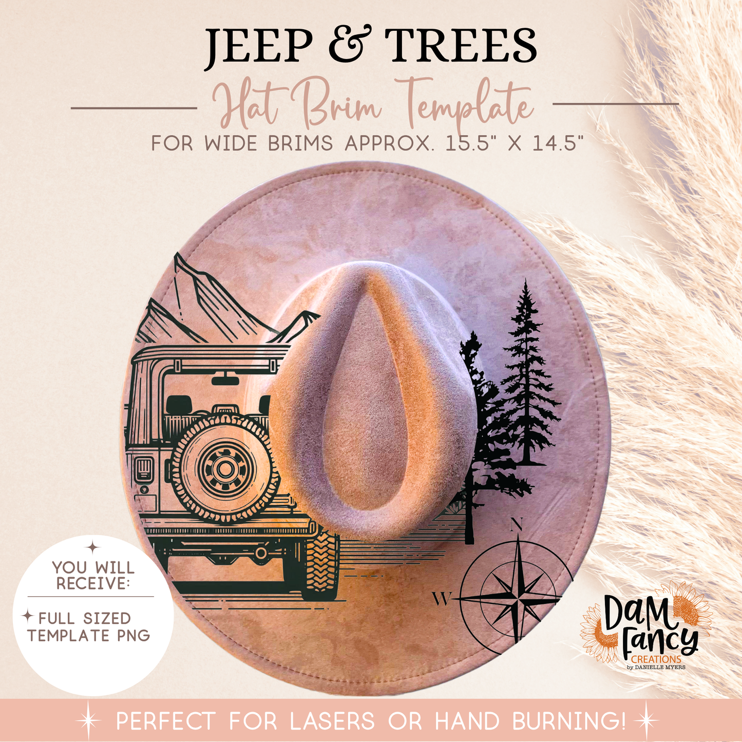 Jeep and Trees Hat Template