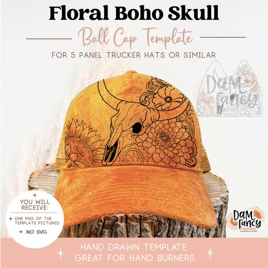 Floral Boho Skull Trucker Hat Template