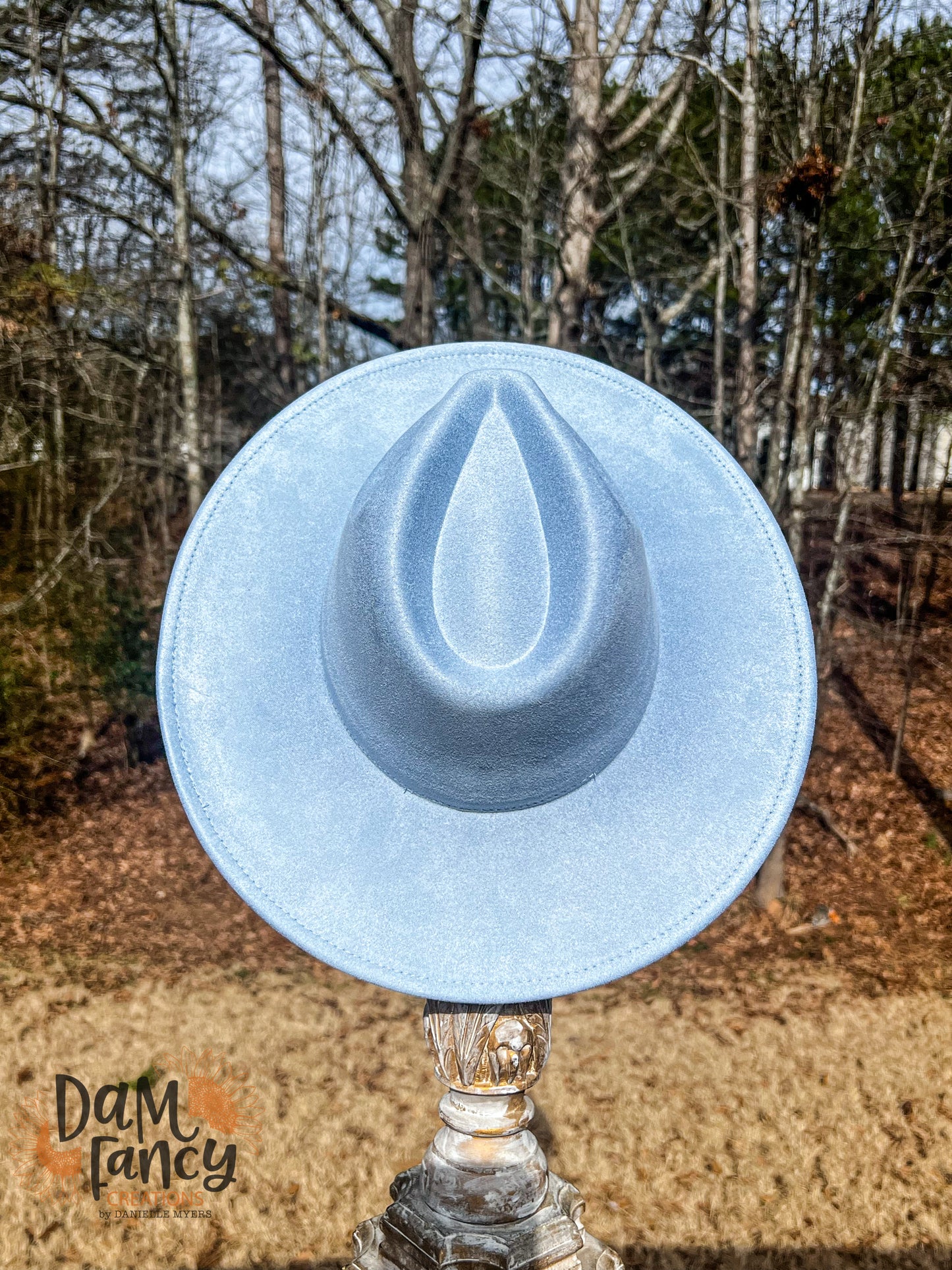 Sky Blue Wide Brim Polyester Hat