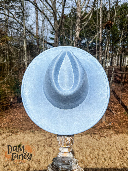 Sky Blue Wide Brim Polyester Hat
