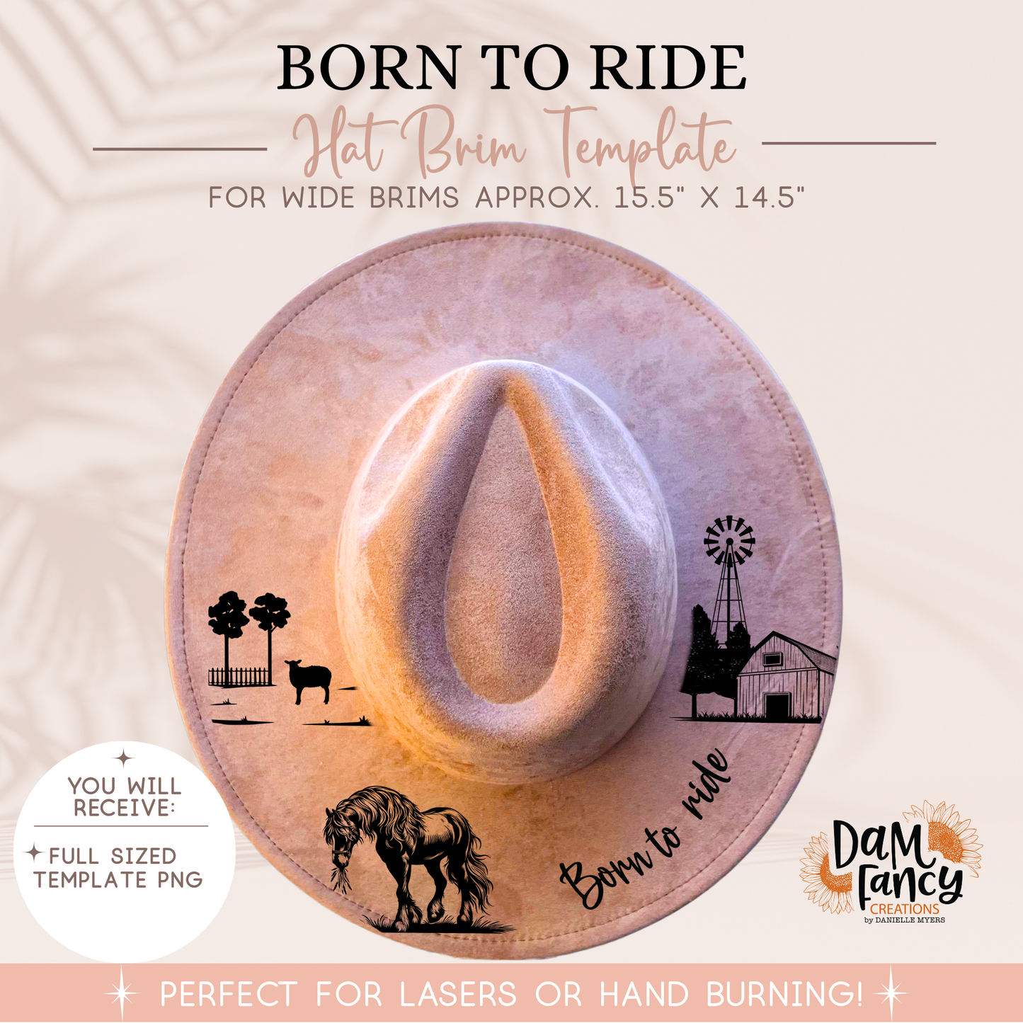 Born To Ride Digital hat template