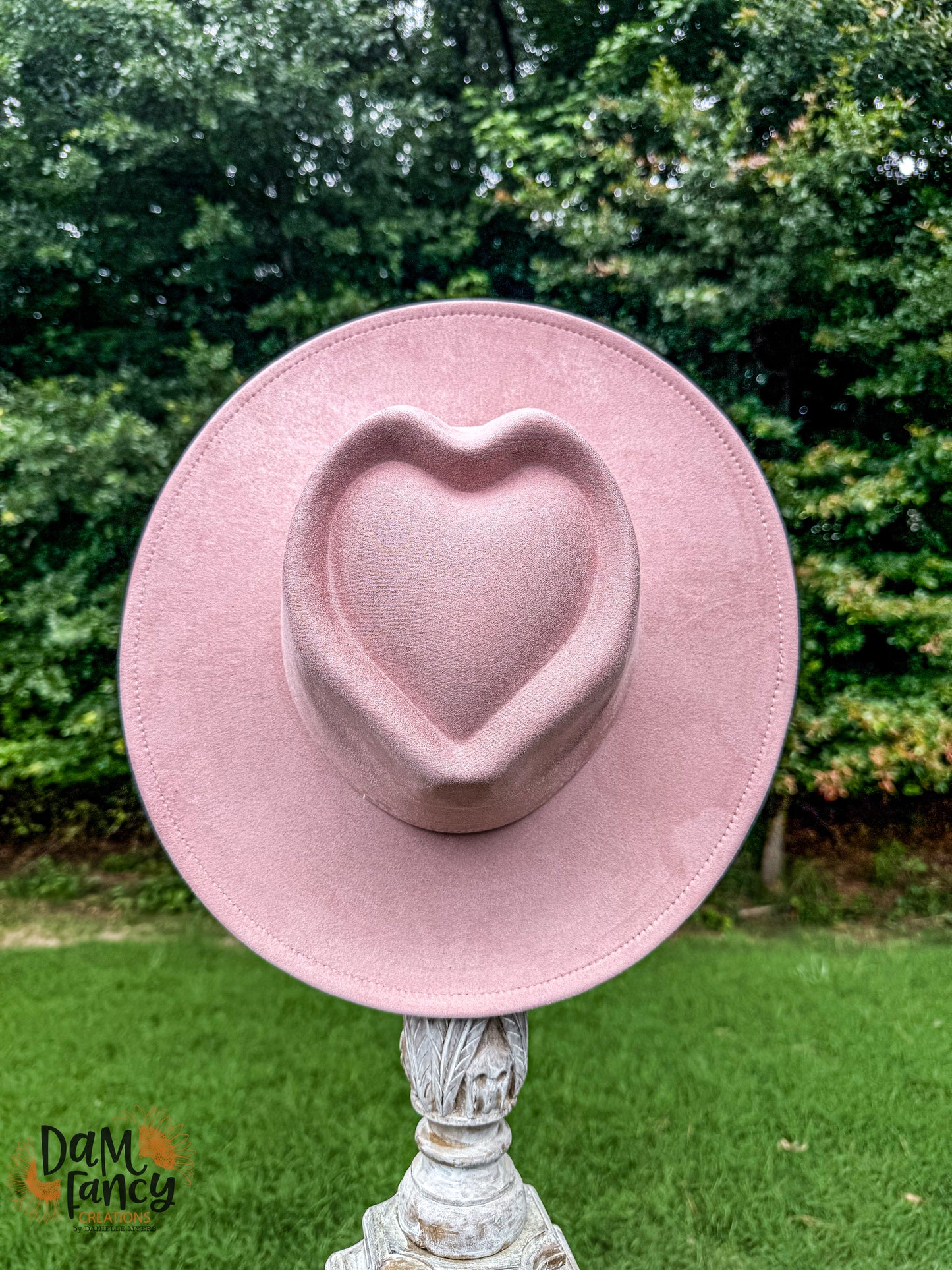 Dusty Pink Heart Wide Brim