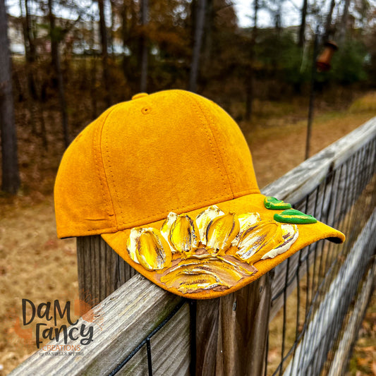 Mustard Yellow Single Flower Ball Cap