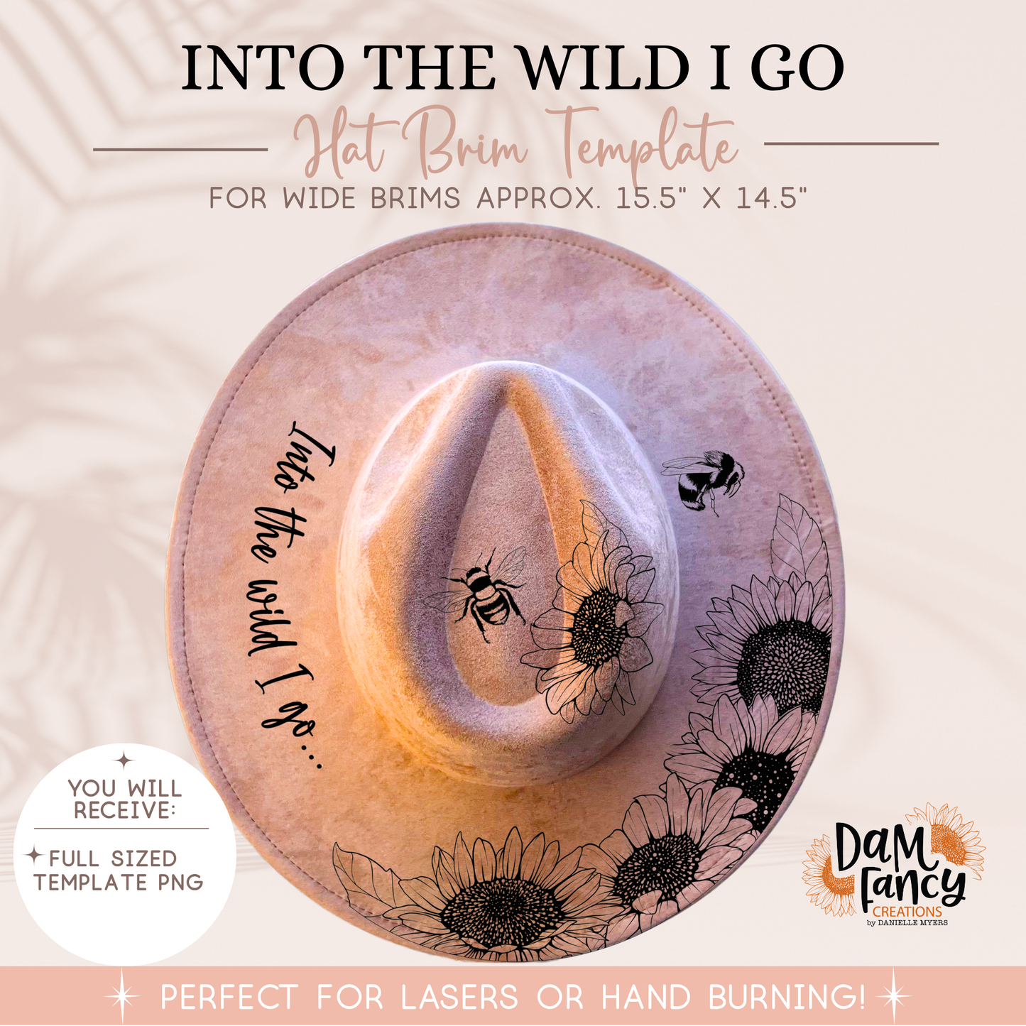 Into the Wild Sunflower and Bee Digital hat template
