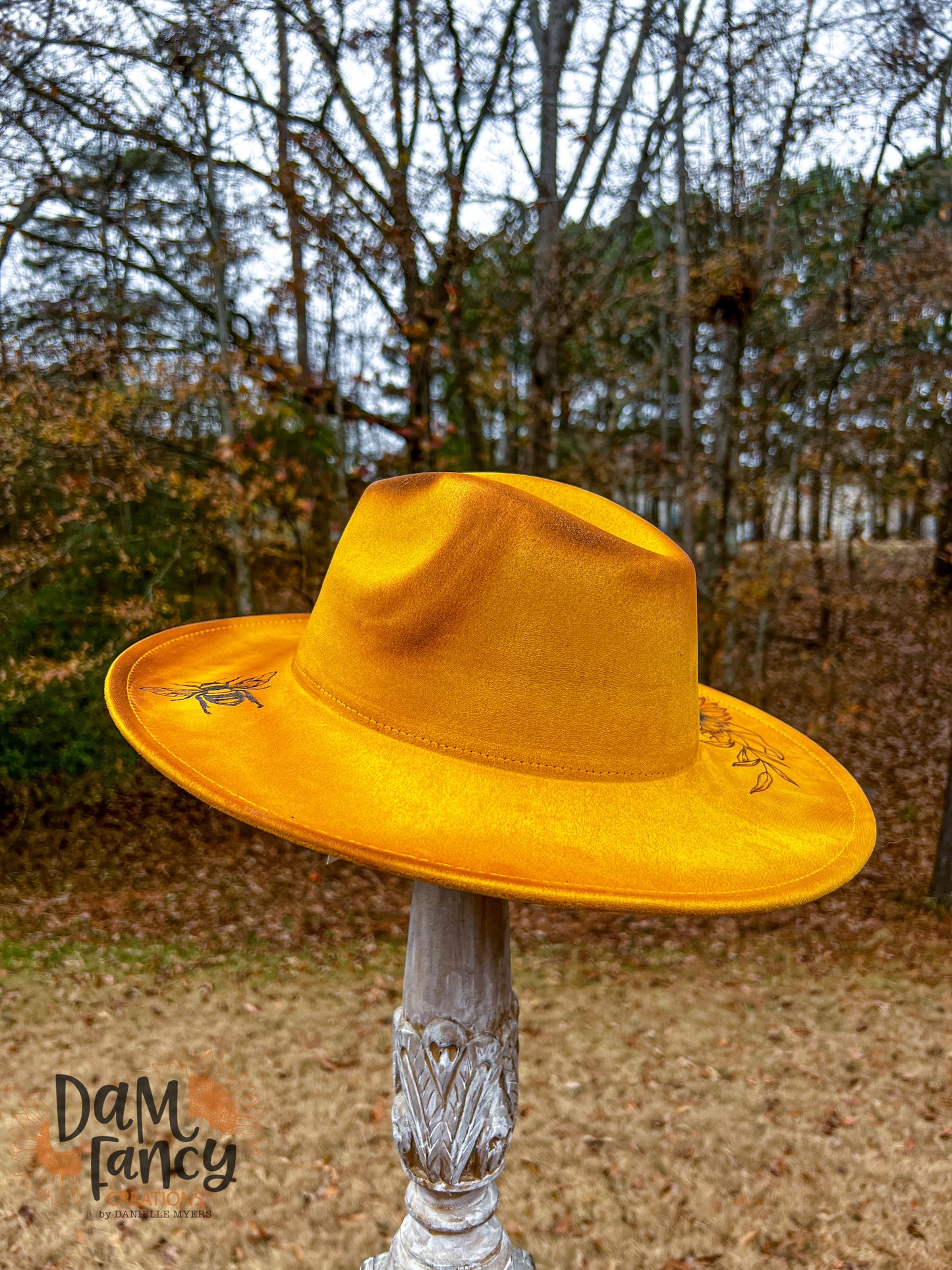 Mustard Yellow Sunflower Wide Brim Hat