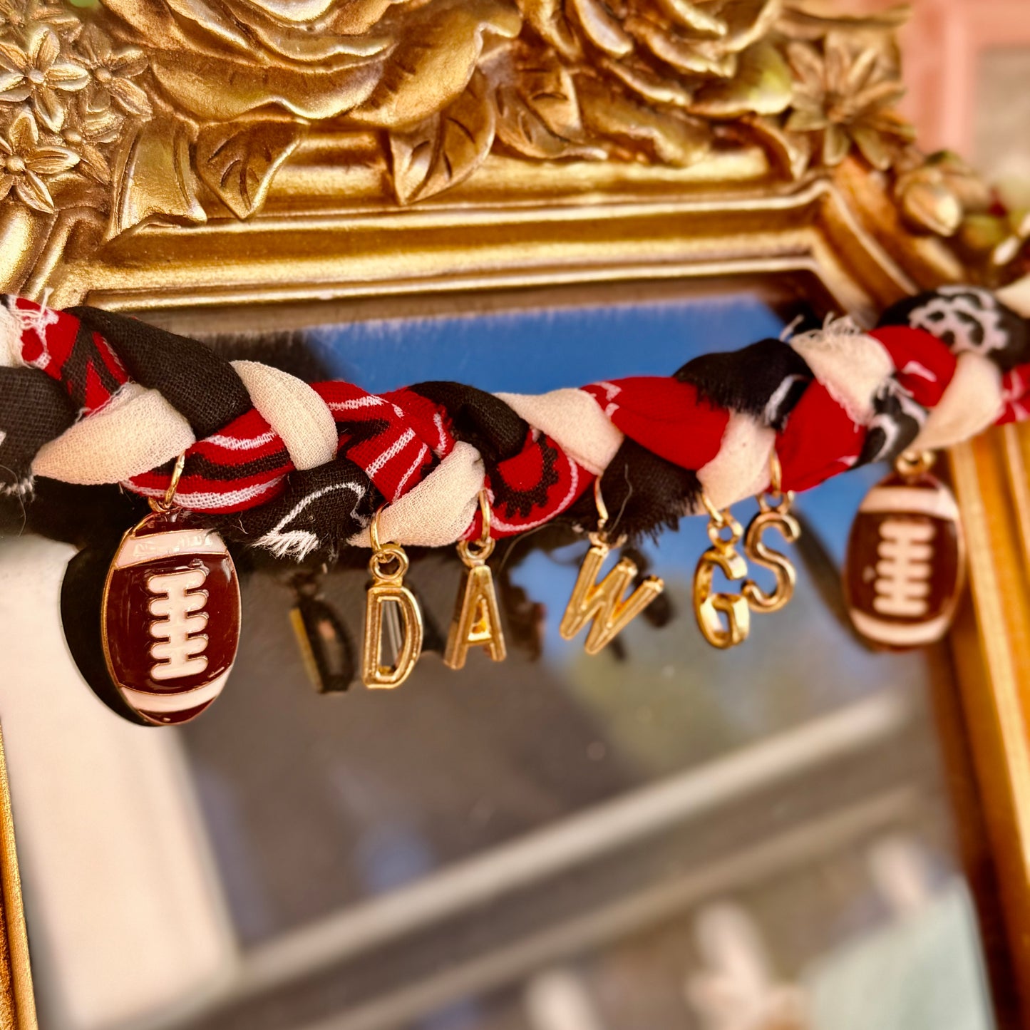 Braided Football Charm DAWGS Bandana Necklace